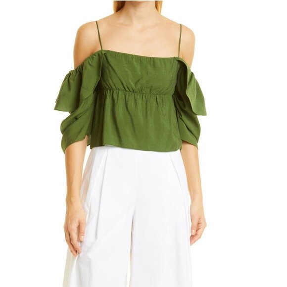 Vince. Off the Shoulder Cami Green XS‎ - Picture 1 of 7